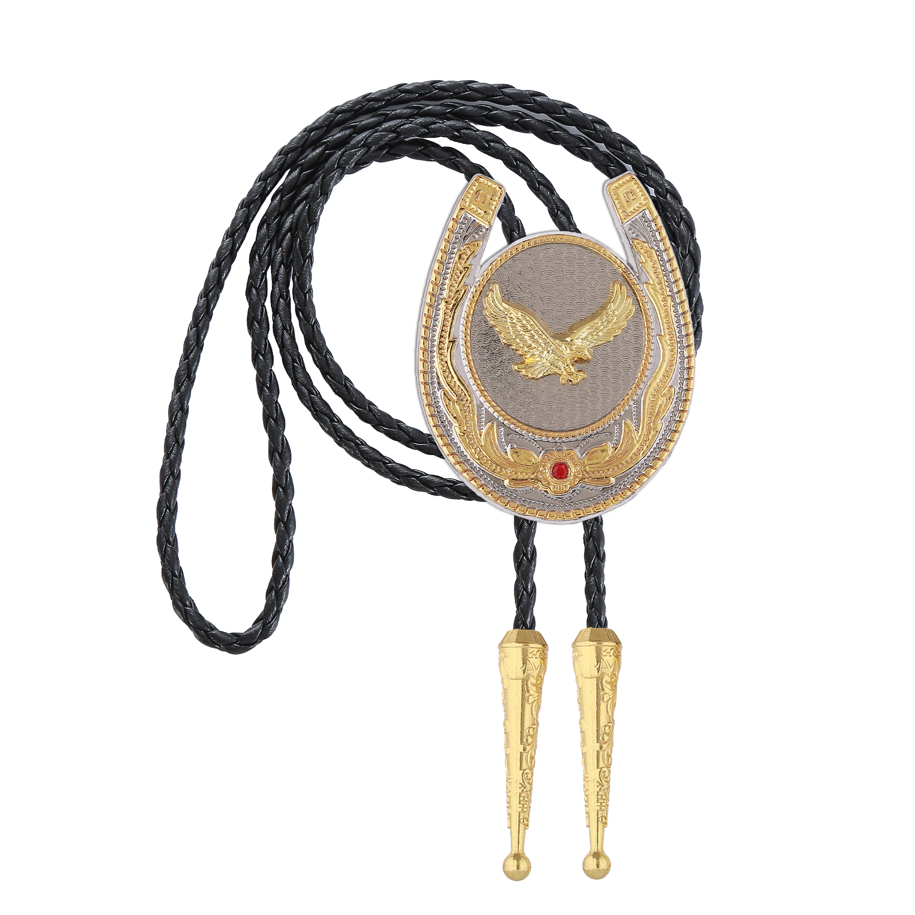 Gelconnie Vintage Bolo Tie for Men Rodeo Gold Neck Ties Rodeo Cowboy Leather Necktie Mens Bolo Ties Western Eagle