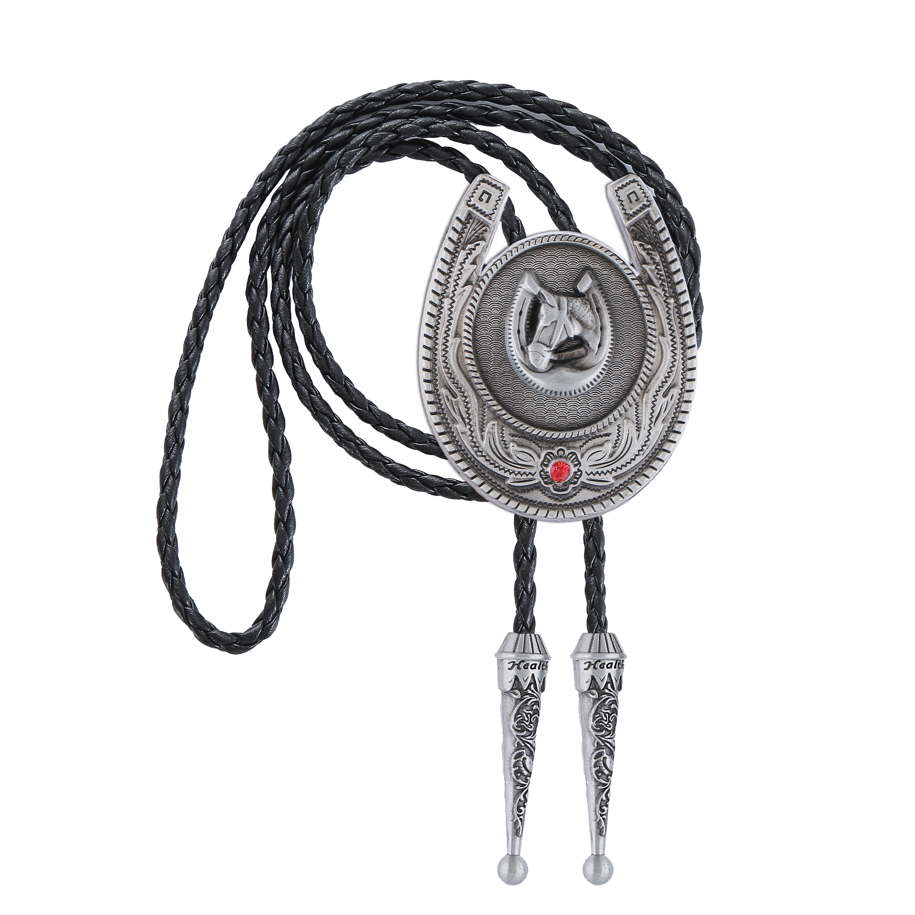 Gelconnie Bolo Tie for Men Western Cowboy Horseshoe Shaped Pendant Bolo Ties Punk Retro Unisex Jewelry for Men Women