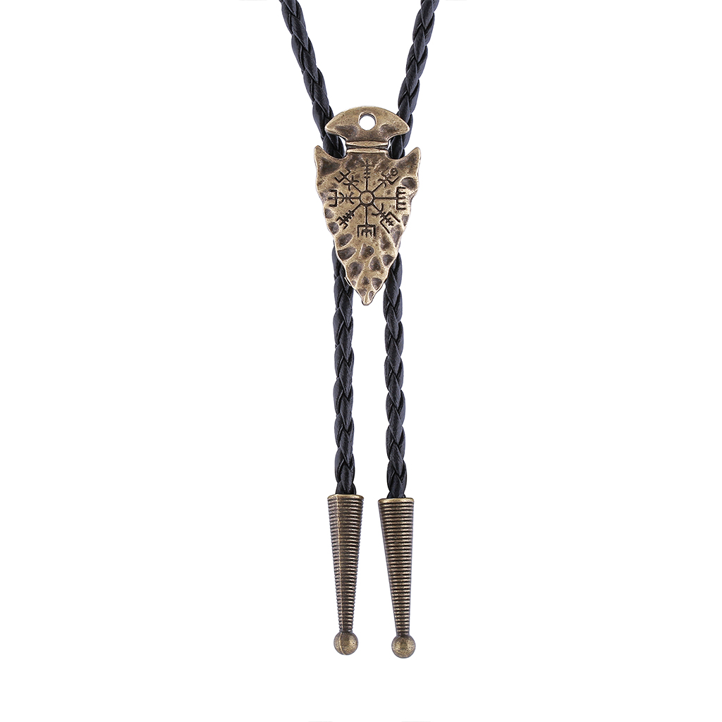 Gelconnie Western Tie Bolo Leather Necktie Vintage Gold Bolo Ties Necktie for Men Cowboy Accessories Gothic Punk Jewelry