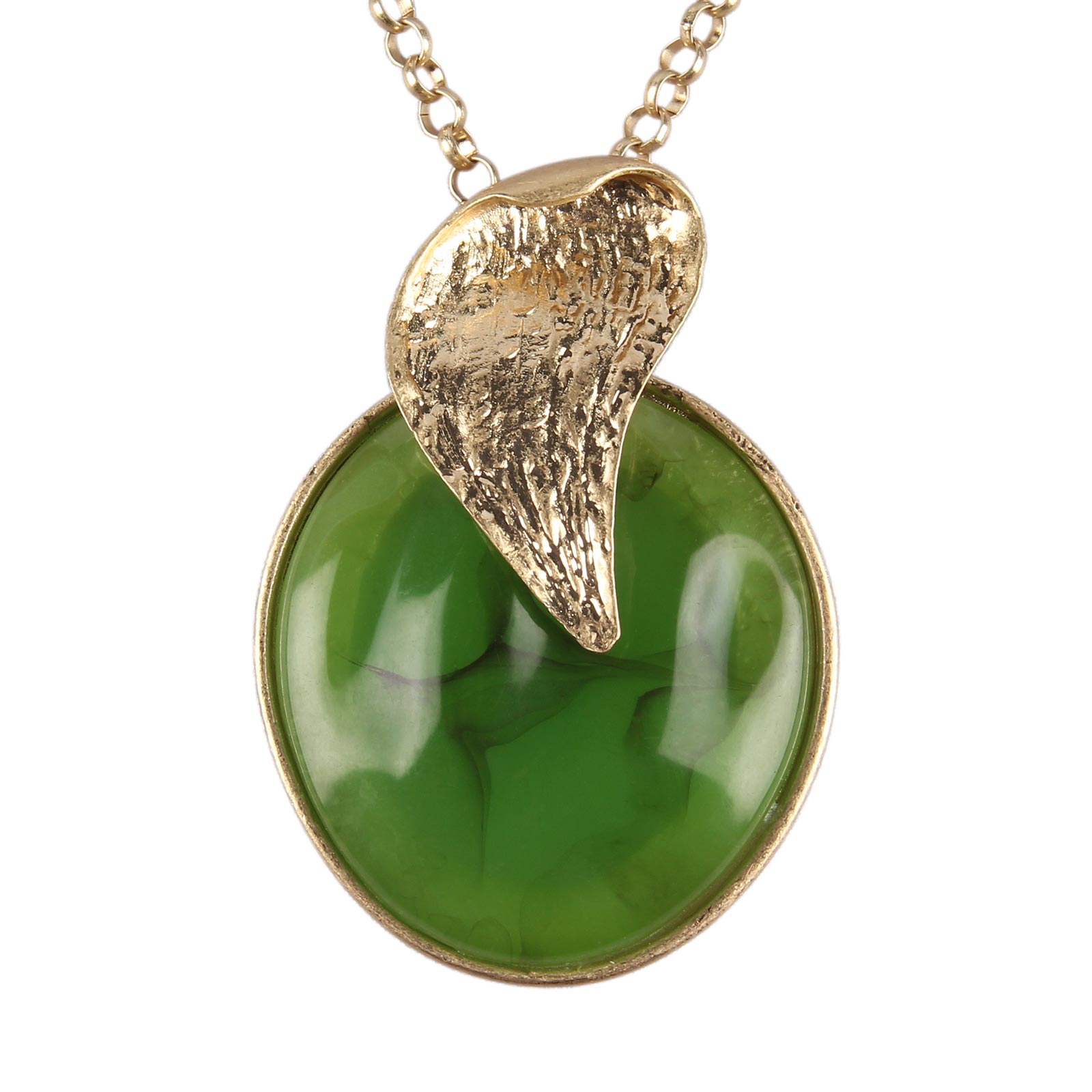 Gelconnie Green Pendant Necklace with Gold Chain Necklace Statement Necklace Circle Large Pendant Necklace Boho for Women