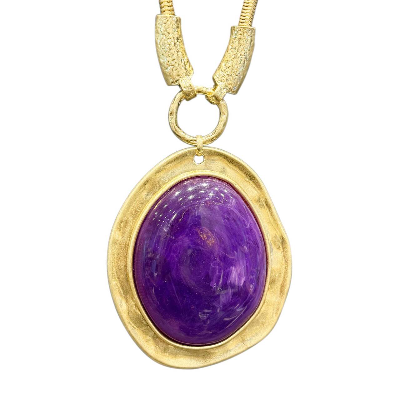 Gelconnie Handmade Chunky Bohemian Big Stone Pendant Collar Necklace for Women, Boho Gold Chain Necklace Fashion Jewelry Gift for Mom, Grandmother, or Aunt